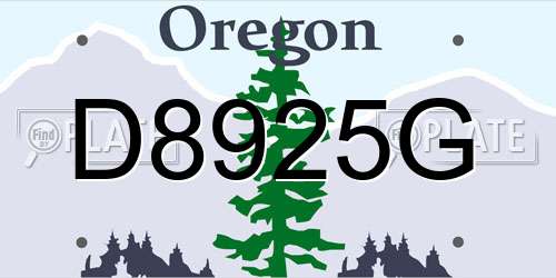 D8925G Oregon License Plate