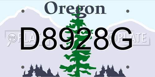 D8928G Oregon License Plate