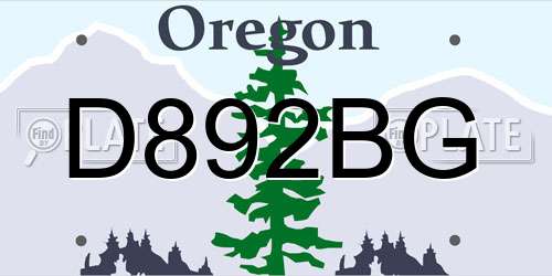 D892BG Oregon License Plate