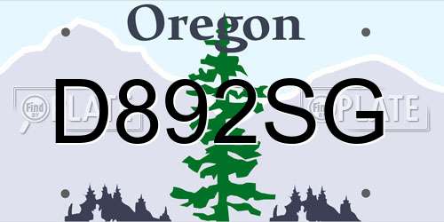 D892SG Oregon License Plate