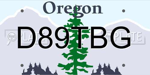 D89TBG Oregon License Plate