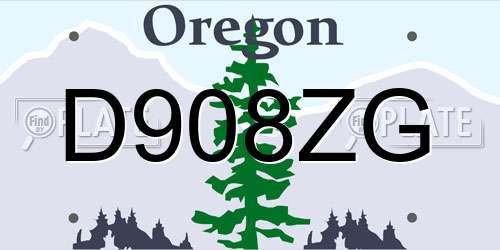 D908ZG Oregon License Plate