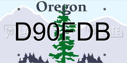 D90FDB Oregon License Plate