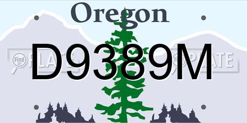 D9389M Oregon License Plate