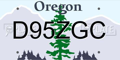D95ZGC Oregon License Plate