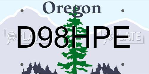 D98HPE Oregon License Plate