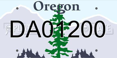 DA01200 Oregon License Plate