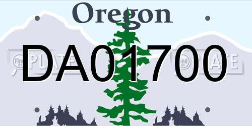 DA01700 Oregon License Plate