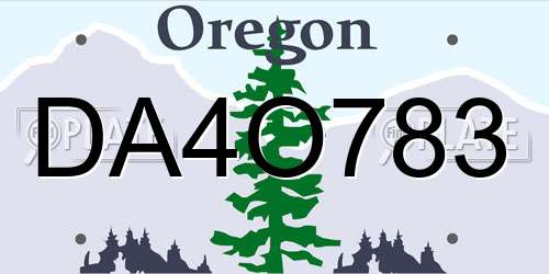 DA4O783 Oregon License Plate