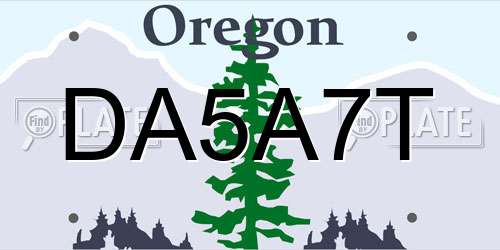 DA5A7T Oregon License Plate