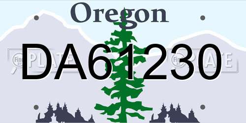 DA61230 Oregon License Plate