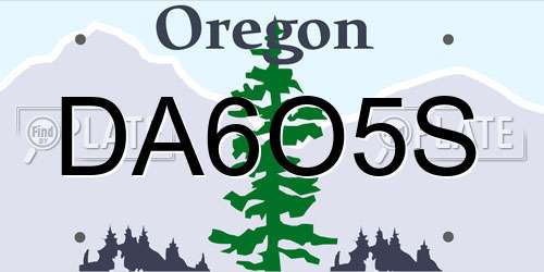 DA6O5S Oregon License Plate