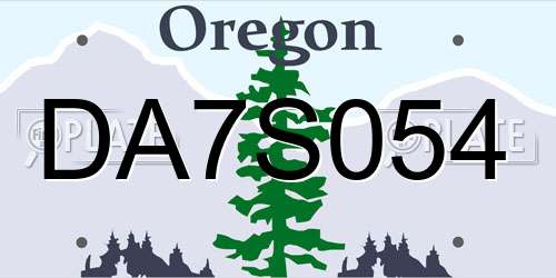 DA7S054 Oregon License Plate
