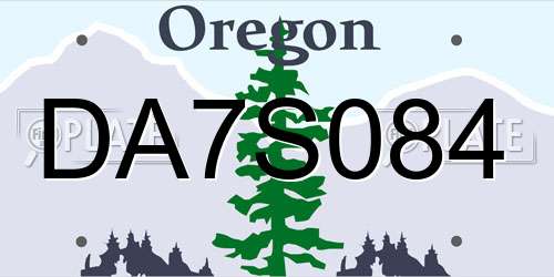 DA7S084 Oregon License Plate
