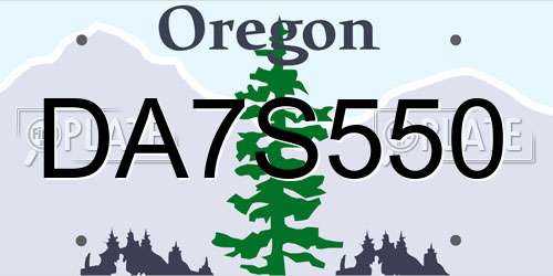 DA7S550 Oregon License Plate