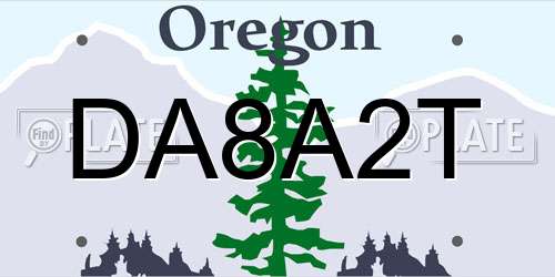 DA8A2T Oregon License Plate