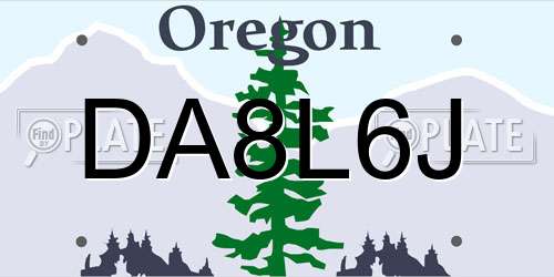 DA8L6J Oregon License Plate
