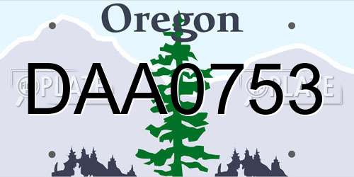 DAA0753 Oregon License Plate