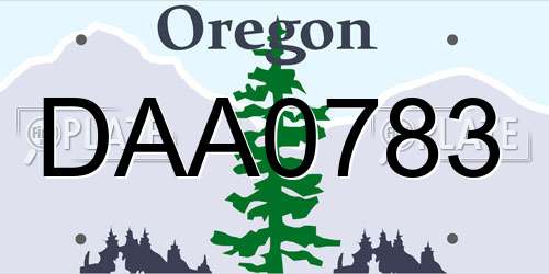 DAA0783 Oregon License Plate