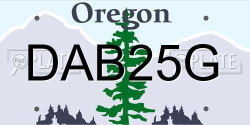 DAB25G Oregon License Plate