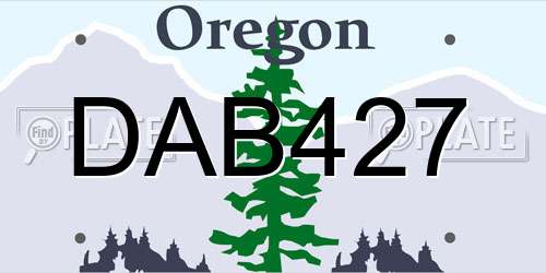 DAB427 Oregon License Plate