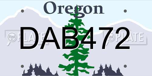 DAB472 Oregon License Plate