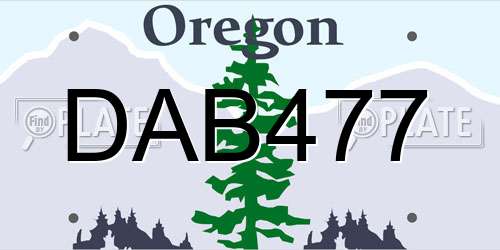 DAB477 Oregon License Plate