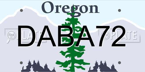 DABA72 Oregon License Plate