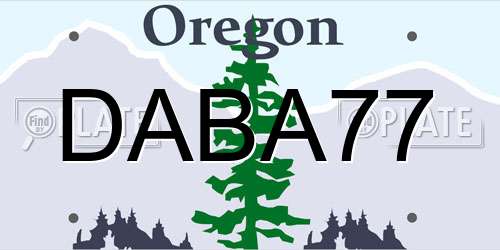 DABA77 Oregon License Plate