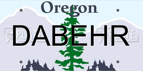 DABEHR Oregon License Plate