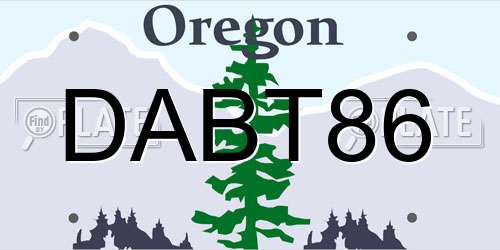 DABT86 Oregon License Plate