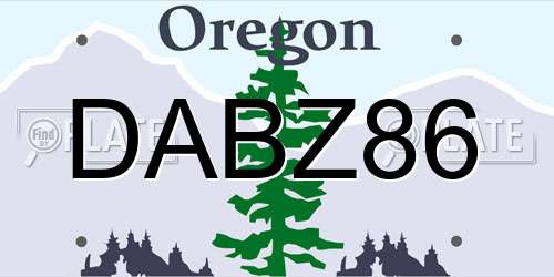 DABZ86 Oregon License Plate