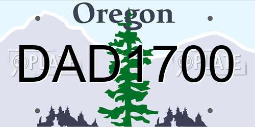 DAD1700 Oregon License Plate