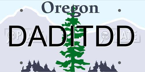 DADITDD Oregon License Plate