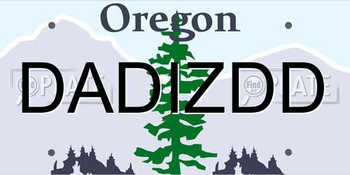 DADIZDD Oregon License Plate