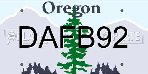 DAFB92 Oregon License Plate
