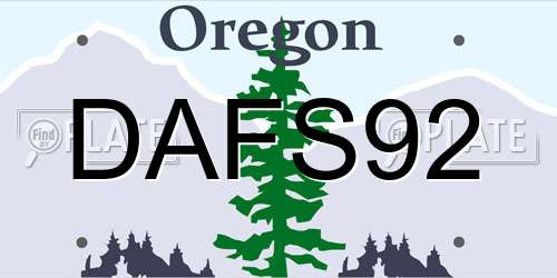 DAFS92 Oregon License Plate