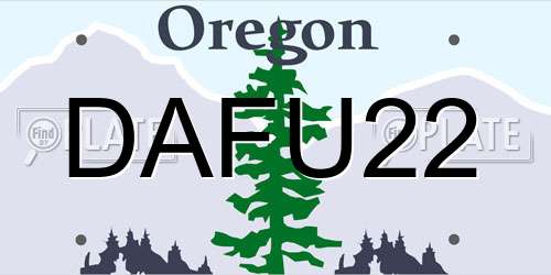 DAFU22 Oregon License Plate