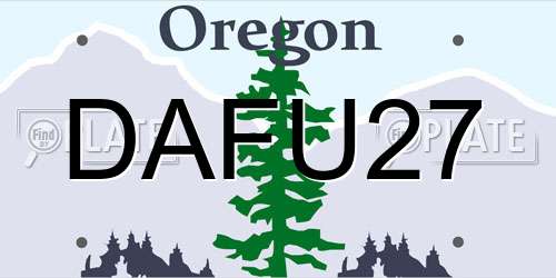 DAFU27 Oregon License Plate