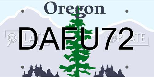 DAFU72 Oregon License Plate