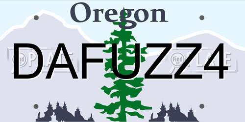 DAFUZZ4 Oregon License Plate