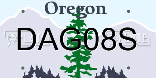 DAG08S Oregon License Plate