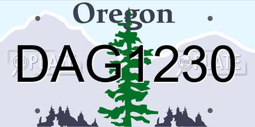 DAG1230 Oregon License Plate