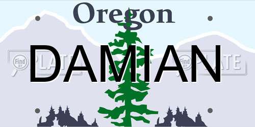 DAMIAN Oregon License Plate