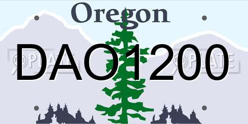 DAO1200 Oregon License Plate