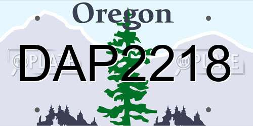 DAP2218 Oregon License Plate