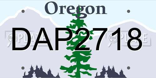 DAP2718 Oregon License Plate