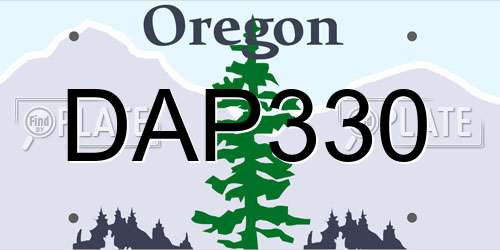DAP330 Oregon License Plate