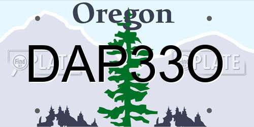 DAP33O Oregon License Plate