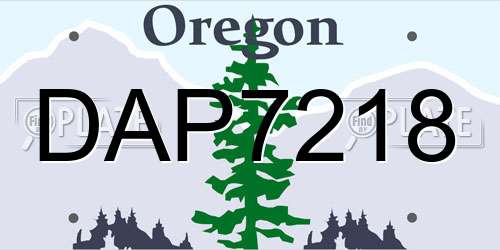 DAP7218 Oregon License Plate